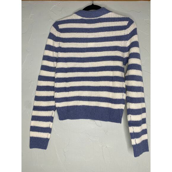 American Eagle Blue and White Striped Collared Sweater - Picture 3 of 7